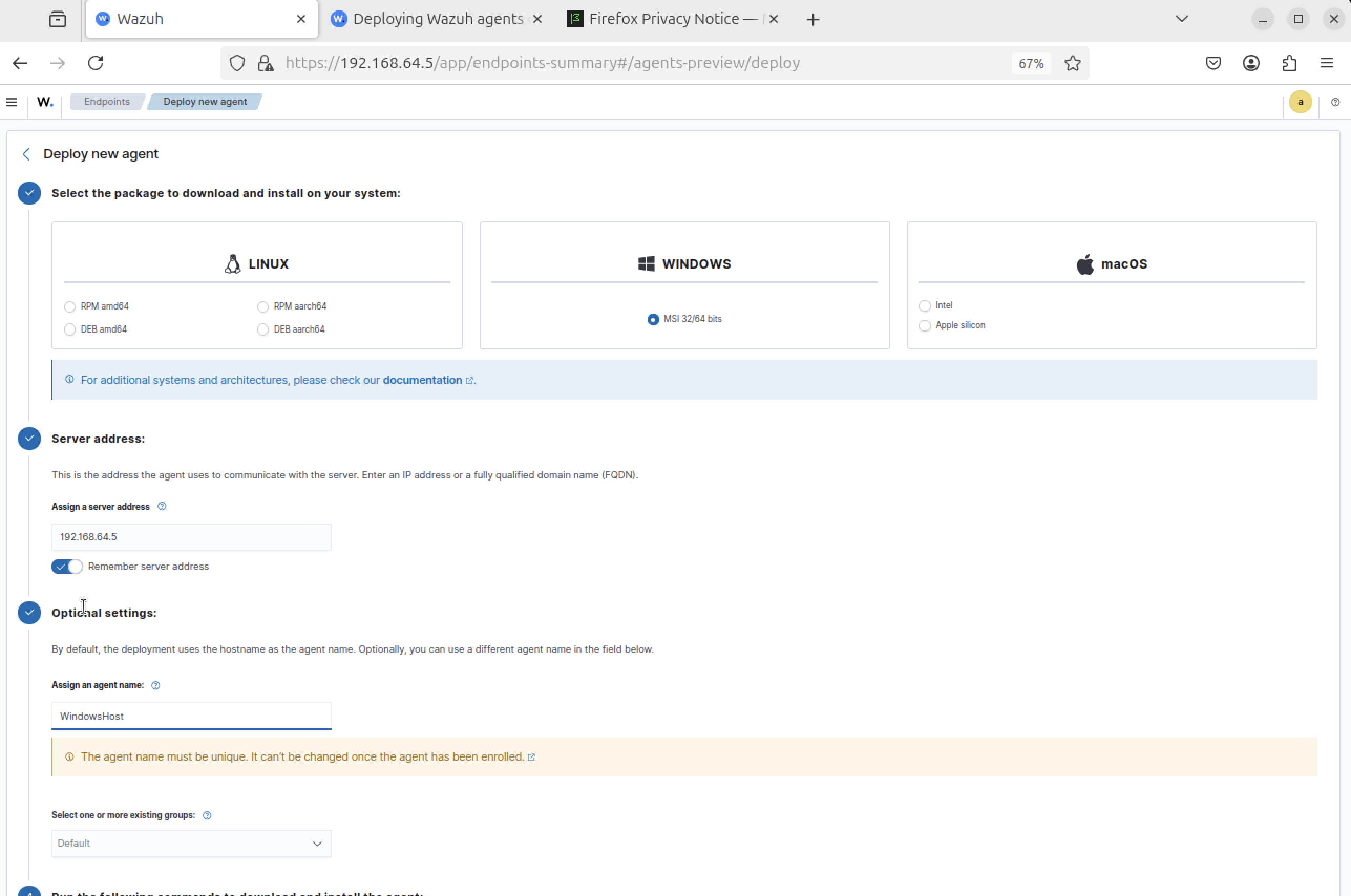 Step 13 - Windows agent deploy